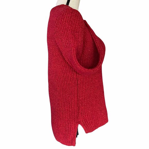 Madewell Hexcomb Texture Crew Neck High Low Hem Sweater Women’s Red Size M - Picture 4 of 7
